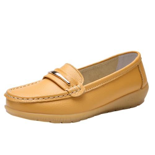 Freizeitschuhe Atmungsaktiv Bequem Leicht Laufschuhe Flach Komfortabel Elegant Sportlich Flexibel Alltag Straßenschuhe (Yellow, 41) von Generic