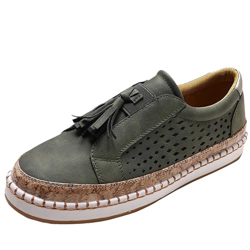 Freizeitschuhe Damen Mesh Halbschuhe Damen Elegant Leinenschuhe Weich Leicht Arbeitsschuhe Atmungsaktive Fitnessschuhe Modisch Trekkingschuhe Vielseitig Trainingsschuhe Thick Soles Schnürschuhe von Generic