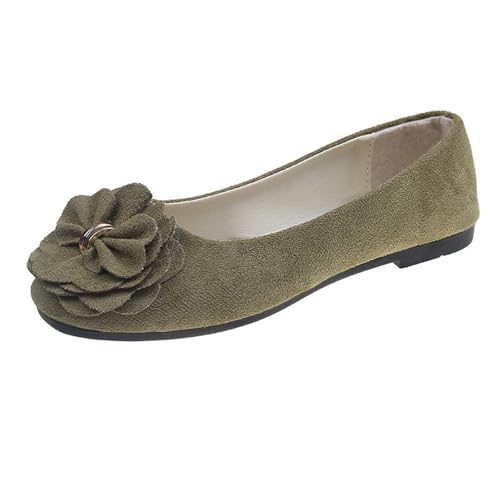 Freizeitschuhe Damen Summer and Autumn Lightweight Suede Round Toe Shallow Mouth Soft Bottom Bow Single Daily Dating Commuting Large Size Ballet Shoes Flat Shoes Schuhe Damen Sneaker (Jn, 40) von Generic