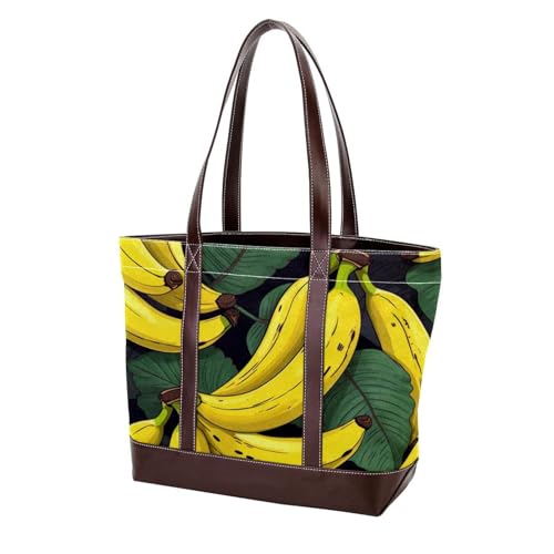 Fresh Bananas-1750 Tragetasche, strapazierfähiges Leder, Leinen, Geldbörsen und Handtaschen für Damen, Tragegriff oben, Hobo-Taschen, Mehrfarbig 07, 33.8x12x31cm/13.3x4.7x12.2 in von Generic