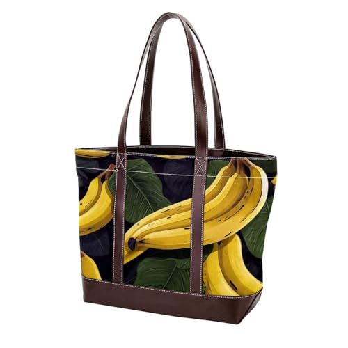 Fresh Bananas-1750 Tragetasche, strapazierfähiges Leder, Leinen, Geldbörsen und Handtaschen für Damen, Tragegriff oben, Hobo-Taschen, Mehrfarbig 09, 33.8x12x31cm/13.3x4.7x12.2 in von Generic