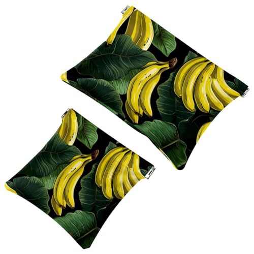 Fresh Bananas Kosmetiktasche für Geldbörsen, wasserdichte Make-up-Tasche, Kosmetiktasche, tragbar, ohne Reißverschluss, 2 Stück, Mehrfarbig 06, A：7.1x5.8in/18x14.8cm，B:4.7x4.5in/12x11.5cm von Generic