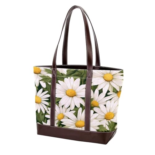 Fresh Daisies-1115 modische Damen-Umhängetasche, aus gewaschenem, strapazierfähigem Leder, mit Tragegriff oben, mit Taschen, Reißverschluss von Generic