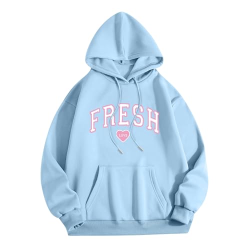 Fresh Love Hoodie Sturniolo Leichter Hoodie Frauen Männer Printin Letterg Top Letter Flauschige Pullover (Sky Blue, L) von Generic