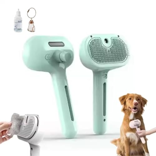 Freshfur Duschbürste + Bath Solutio 3-in-1-Spray, Haarentfernungskamm, Katzen-Dampfbürste, Hunde- und Katzenpflege-Werkzeug für langes und kurzes Haar, Ein-Knopf-Entfernung, entfernt lose Haare, Weiß von Generic