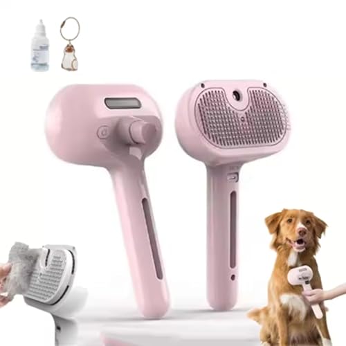 Freshfur Duschbürste + Bath Solutio 3-in-1-Spray, Haarentfernungskamm, Katzen-Dampfbürste, Hunde- und Katzenpflege-Werkzeug für langes und kurzes Haar, Ein-Knopf-Entfernung, entfernt lose Haare, Weiß von Generic