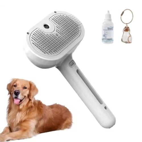 Freshfur Duschbürste + Bath Solutio 3-in-1-Spray, Haarentfernungskamm, Katzen-Dampfbürste, Hunde- und Katzenpflege-Werkzeug für langes und kurzes Haar, Ein-Knopf-Entfernung, entfernt lose Haare (weiß) von Generic