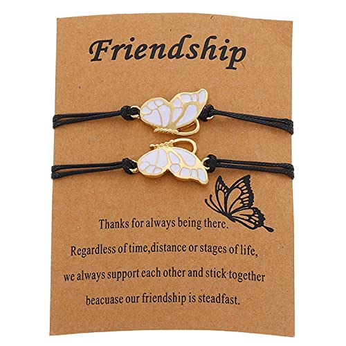 Freundschaft Wachs Seil gewebt Armband Mode Schmetterling Karte Schmuck böhmischen Stil Schmuck Armband Perlen Armreif Schmetterling Armband Set für Frauen Frei Wild Armband (Gold, One Size) von Generic