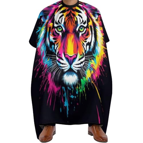 Friseur Umhänge Abstrakte Spritztinten-Tigerkunst, Antistatisch Barber Cape Professionelle Haarschneiden Umhange für Erwachsene Männer 140X168cm von Generic