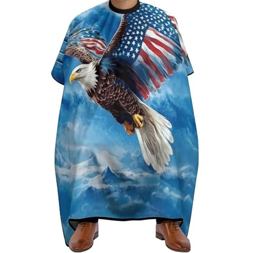Friseur Umhänge Amerikanische Flagge Adler, Verstellbar Salon Umhang Antistatisch Haarschneidemantel für Erwachsene Frauen 140X168cm von Generic