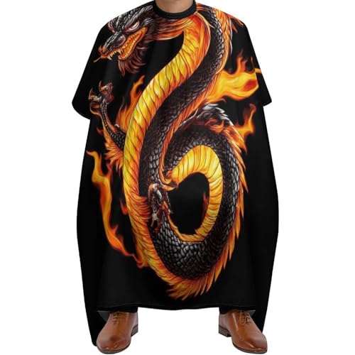 Friseur Umhänge Brennender, flammender Feuer-chinesischer Drache, Antistatisch Haarschneidemantel Professionelle Haar Schneideumhang für Männer Salon 140X168cm von Generic