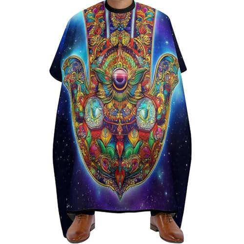 Friseur Umhänge Buntes Auge Hamsa Hand Traditionelle Vintage Kunst, Verstellbar Haarschneide Umhang Wasserdicht Friseurumhang für Haarschnitt Frauen 140X168cm von Generic