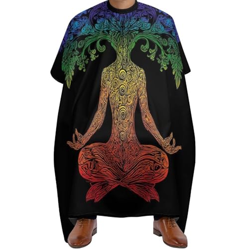 Friseur Umhänge Chakra Meditation Lady Tree Art, Verstellbar Friseure Kleid Antistatisch Haarschneiden Umhange für Haarschnitt Frauen 140X168cm von Generic