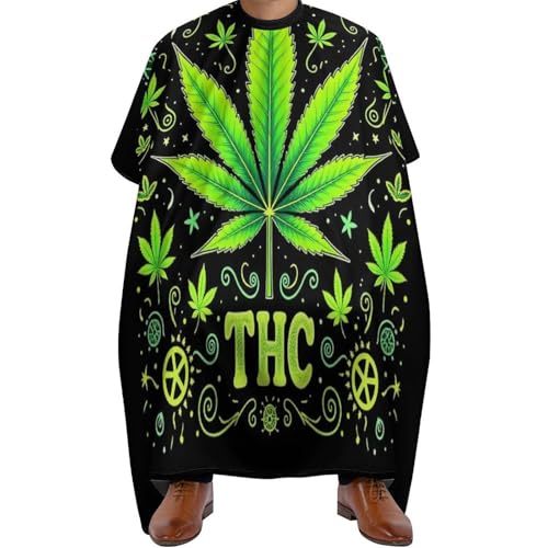 Friseur Umhänge Grünes Marihuanakraut verlässt Flaggenkunst, Wasserdicht Friseurumhang Mode Haarschneidemantel für Frauen Haarschnitt 140X168cm von Generic