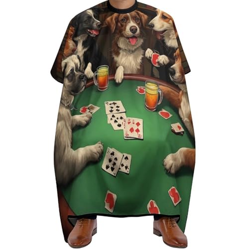 Friseur Umhänge Hunde spielen Spielkarten Karten ry lustiger Hund, Wasserdicht Haarschneide Umhang Antistatisch Haarschneidemantel für Salon Männer 140X168cm von Generic