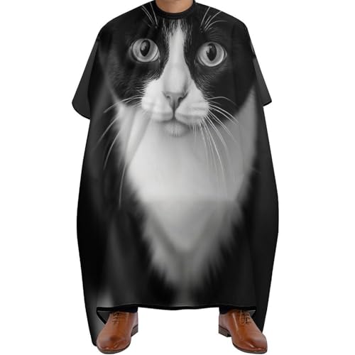 Friseur Umhänge Schwarz-weiße Katze, Antistatisch Friseurumhang Wasserdicht Haarschneideumhang für Haarstyling Frauen 140X168cm von Generic