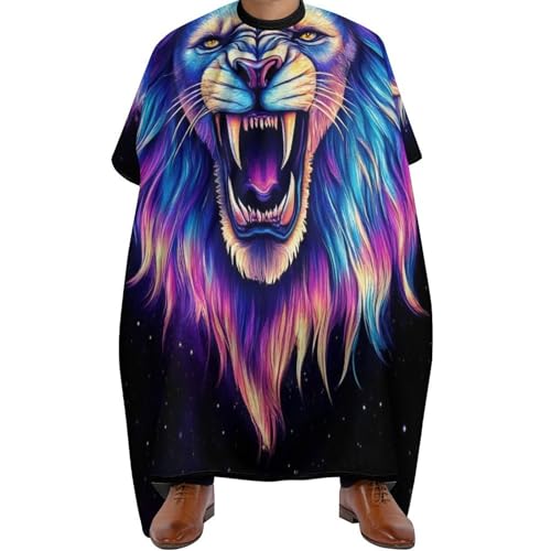 Friseur Umhänge Trippy Weltraumtierkönig Coole Löwenkunst, Verstellbar Friseure Kleid Mode Haarschneide Umhang für Männer Haarschnitt 140X168cm von Generic