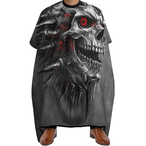 Friseur Umhänge Vintage rote Augen Skelett Totenkopf König, Verstellbar Haarschneiden Umhange Unisex Haarschneidemantel für Haarschnitt Männer 140X168cm von Generic