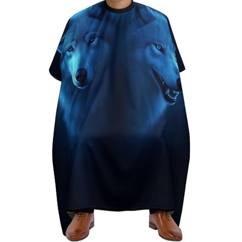 Friseur Umhänge Weiße Wölfe Malerei Kunst, Polyester Haarschneidemantel Verstellbar Haarschneideumhang für Haarschnitt Männer 140X168cm von Generic