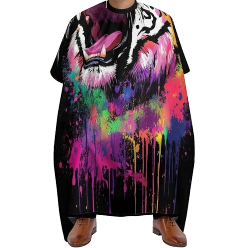 Friseur Umhänge Wilder Tiger ing 3D-Kunst, Wasserdicht Friseure Kleid Verstellbar Haarschneidemantel für Frauen Männer 140X168cm von Generic
