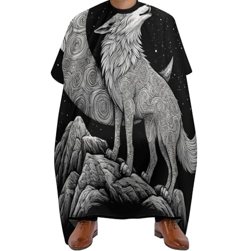 Friseur Umhänge Wolf heult Mond, Wasserdicht Haarschneideumhang Verstellbar Barber Cape für Erwachsene Männer 140X168cm von Generic