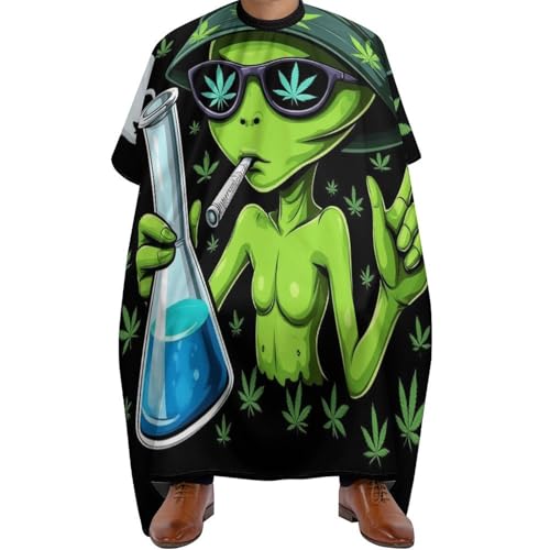 Friseure Kleid Alien Rauchen Marihuanakraut Kunst, Antistatisch Salon Umhang Professionelle Friseurumhang für Frauen Salon 140X168cm von Generic