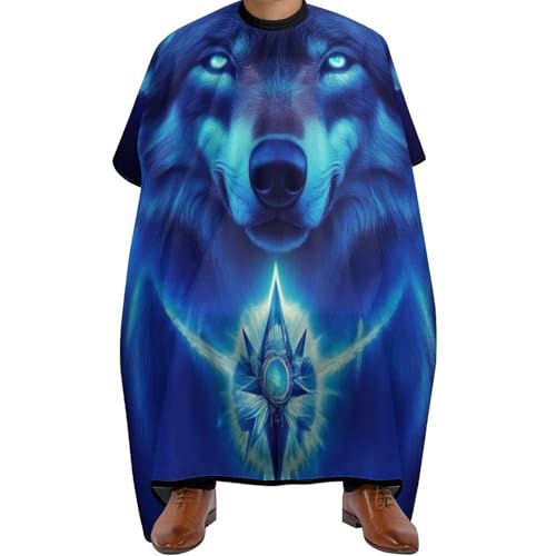 Friseure Kleid Blaue Weltraum-Magie-Wolf-Kunst, Polyester Haarschneideumhang Mode Haarschneiden Umhange für Frauen Haarschnitt 140X168cm von Generic