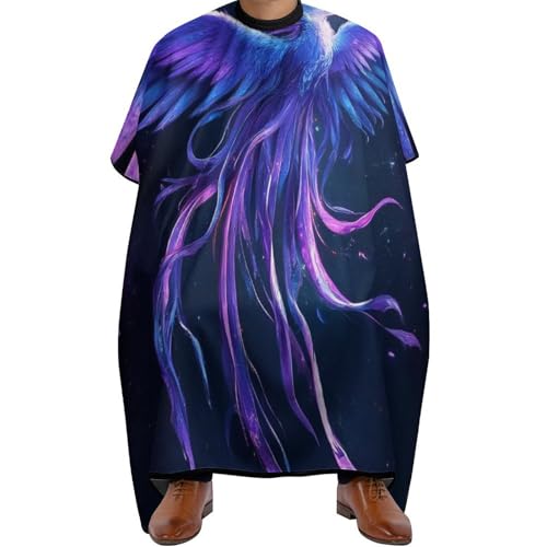 Friseure Kleid Blauer Feuervogel Lila Feder, Antistatisch Haar Schneideumhang Professionelle Friseur Umhänge für Frauen Erwachsene 140X168cm von Generic