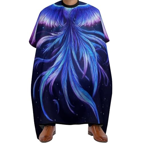 Friseure Kleid Blauer Feuervogel Lila Feder, Verstellbar Haar Schneideumhang Polyester Haarschneiden Umhange für Frauen Haarstyling 140X168cm von Generic