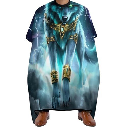 Friseure Kleid Cool Light Cyan Wolf, Unisex Haarschneiden Umhange Antistatisch Barber Cape für Haarstyling Männer 140X168cm von Generic
