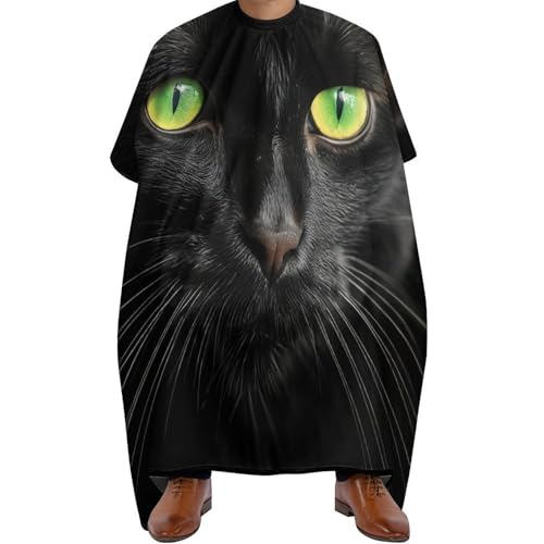 Friseure Kleid Cooler Katzen-Schwarzdruck, Antistatisch Friseurumhang Wasserdicht Friseur Umhänge für Männer Haarschnitt 140X168cm von Generic