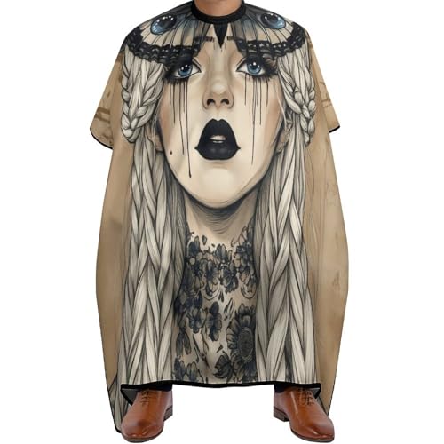Friseure Kleid Goth Gotik Gothic Girl Wimpern, Polyester Haarschneide Umhang Professionelle Haarschneideumhang für Haarschnitt Salon 140X168cm von Generic