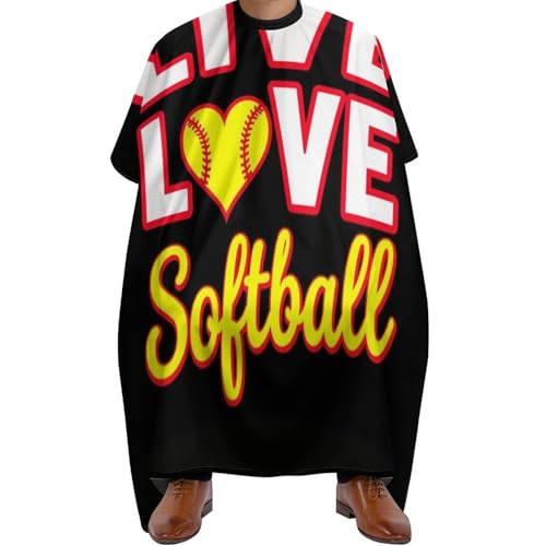 Friseure Kleid Ich lebe und liebe Softball, Verstellbar Salon Umhang Wasserdicht Haarschneide Umhang für Salon Frauen 140X168cm von Generic