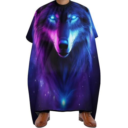 Friseure Kleid Lila Universum Galaxie Magischer Wolf im Weltraum, Antistatisch Haarschneidemantel Professionelle Haarschneideumhang für Männer Haarstyling 140X168cm von Generic