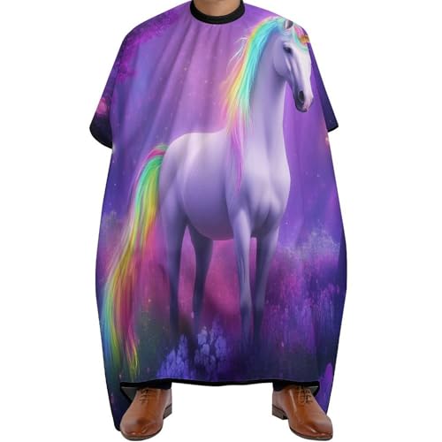 Friseure Kleid Magische Regenbogen Pferd Meere Schmetterling Kunst, Professionelle Haarschneidemantel Polyester Haar Schneideumhang für Frauen Haarschneiden 140X168cm von Generic