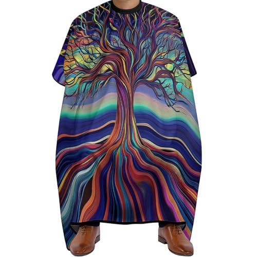 Friseure Kleid Trippy Bunter Baum, Antistatisch Friseur Umhänge Professionelle Salon Umhang für Frauen Männer 140X168cm von Generic
