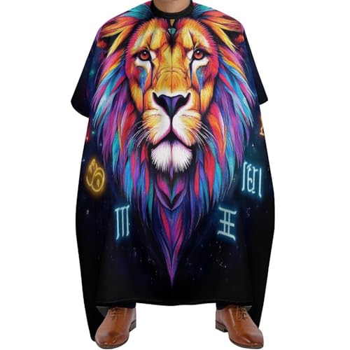 Friseure Kleid Trippy Löwe Leo Konstellation Kunst, Professionelle Barber Cape Verstellbar Haarschneide Umhang für Haarschneiden Männer 140X168cm von Generic