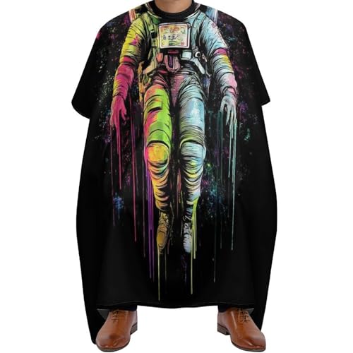 Friseure Kleid Trippy Weltraum-Astronauten-Splash-Tintenkunst, Wasserdicht Friseurumhang Polyester Friseur Umhänge für Haarschnitt Frauen 140X168cm von Generic