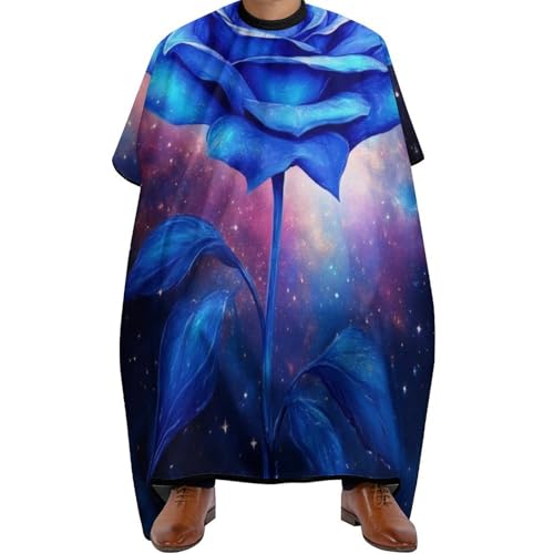 Friseure Kleid Weltraum-Galaxie, blaue Rose, Blume, Verstellbar Barber Cape Antistatisch Friseur Umhänge für Frauen Männer 140X168cm von Generic
