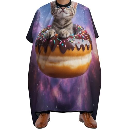 Friseure Kleid Weltraum Galaxie Donut Donut Katze, Antistatisch Salon Umhang Wasserdicht Friseur Umhänge für Frauen Männer 140X168cm von Generic