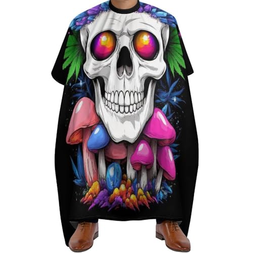 Friseure Kleid Zauberpilze Totenkopf Kunst, Verstellbar Friseurumhang Mode Salon Umhang für Männer Salon 140X168cm von Generic