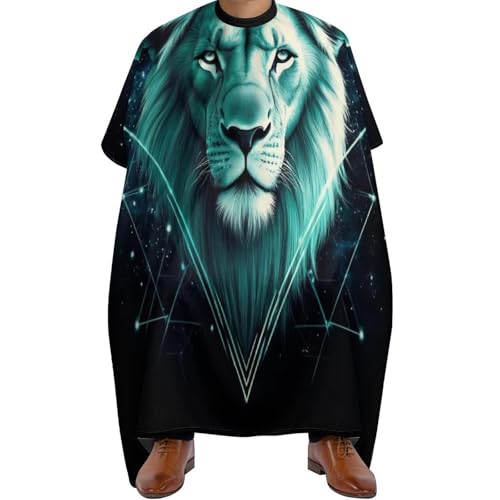 Friseurumhang Abstrakter Galaxie-Löwenkopf, Unisex Haarschneidemantel Professionelle Friseur Umhänge für Männer Haarschneiden 140X168cm von Generic