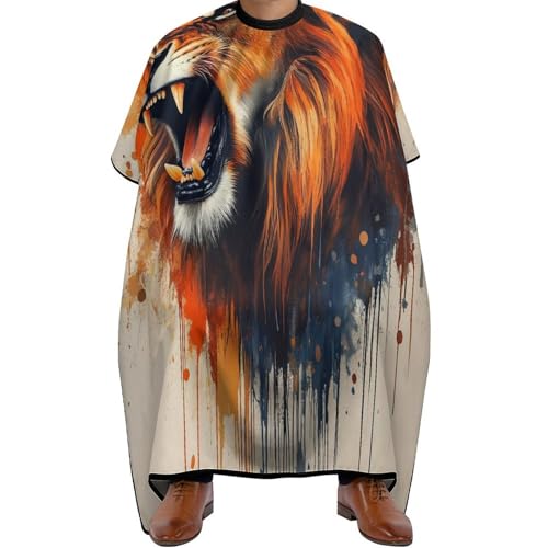 Friseurumhang Abstraktes Löwengemälde, Professionelle Friseure Kleid Unisex Friseur Umhänge für Erwachsene Männer 140X168cm von Generic