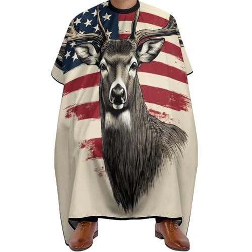 Friseurumhang Amerikanische US-Flagge Jagd Camo Hirsch, Antistatisch Friseur Umhänge Professionelle Haarschneidemantel für Haarschnitt Männer 140X168cm von Generic