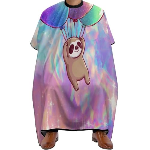 Friseurumhang Ballon Faultier Regenbogen, Wasserdicht Friseure Kleid Verstellbar Friseur Umhänge für Männer Haarstyling 140X168cm von Generic
