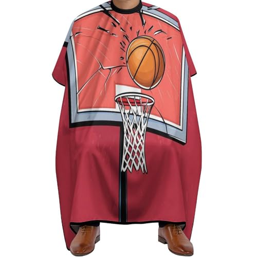 Friseurumhang Basketballständer Rot, Antistatisch Haarschneidemantel Unisex Salon Umhang für Salon Männer 140X168cm von Generic