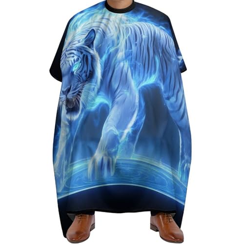 Friseurumhang Blaues Eis Feuer Tiger Kunst, Professionelle Haarschneideumhang Antistatisch Haar Schneideumhang für Frauen Haarstyling 140X168cm von Generic