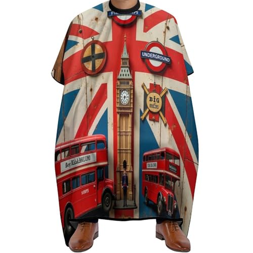 Friseurumhang Britische Flagge London, Unisex Haar Schneideumhang Antistatisch Haarschneidemantel für Haarstyling Frauen 140X168cm von Generic