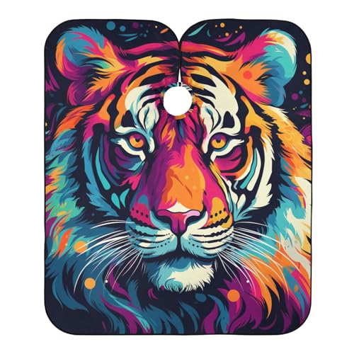 Friseurumhang Bunter Tiger Im Pop-Stil Friseur Umhänge Wasserdicht Friseur Umhang Professionelle Haarschneideumhang Cape, Für Barbershops, Kinder, 140×168cm von Generic