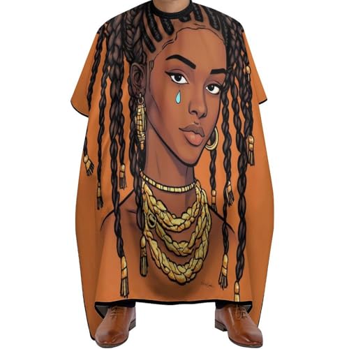 Friseurumhang Coole Dreadlocks Haar Afican Girl Art, Wasserdicht Haar Schneideumhang Unisex Friseure Kleid für Männer Haarschnitt 140X168cm von Generic